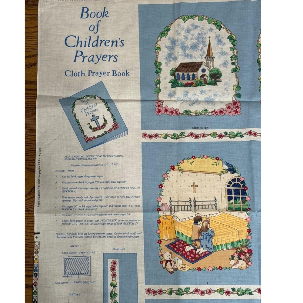 Vintage Children's Prayer Book Fabric Panel Cloth Book Cut Sew Christian 1996 - Picture 2 of 7